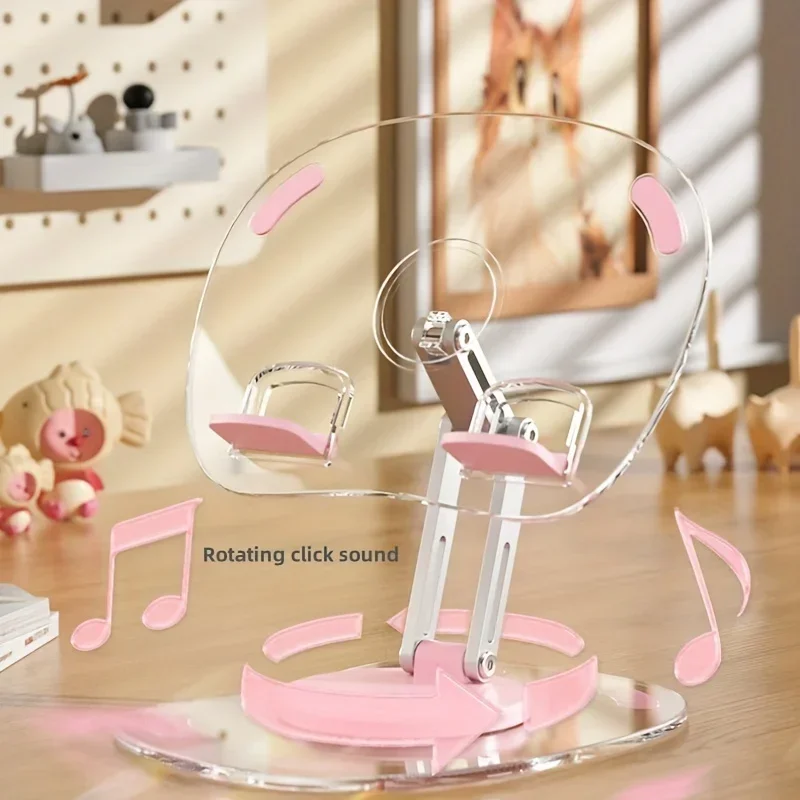 360° Rotating Mobile Transparent Phone Holder Multi Functional Flat Support Stand Retractable Mobile Phone Stand Desktop Holder