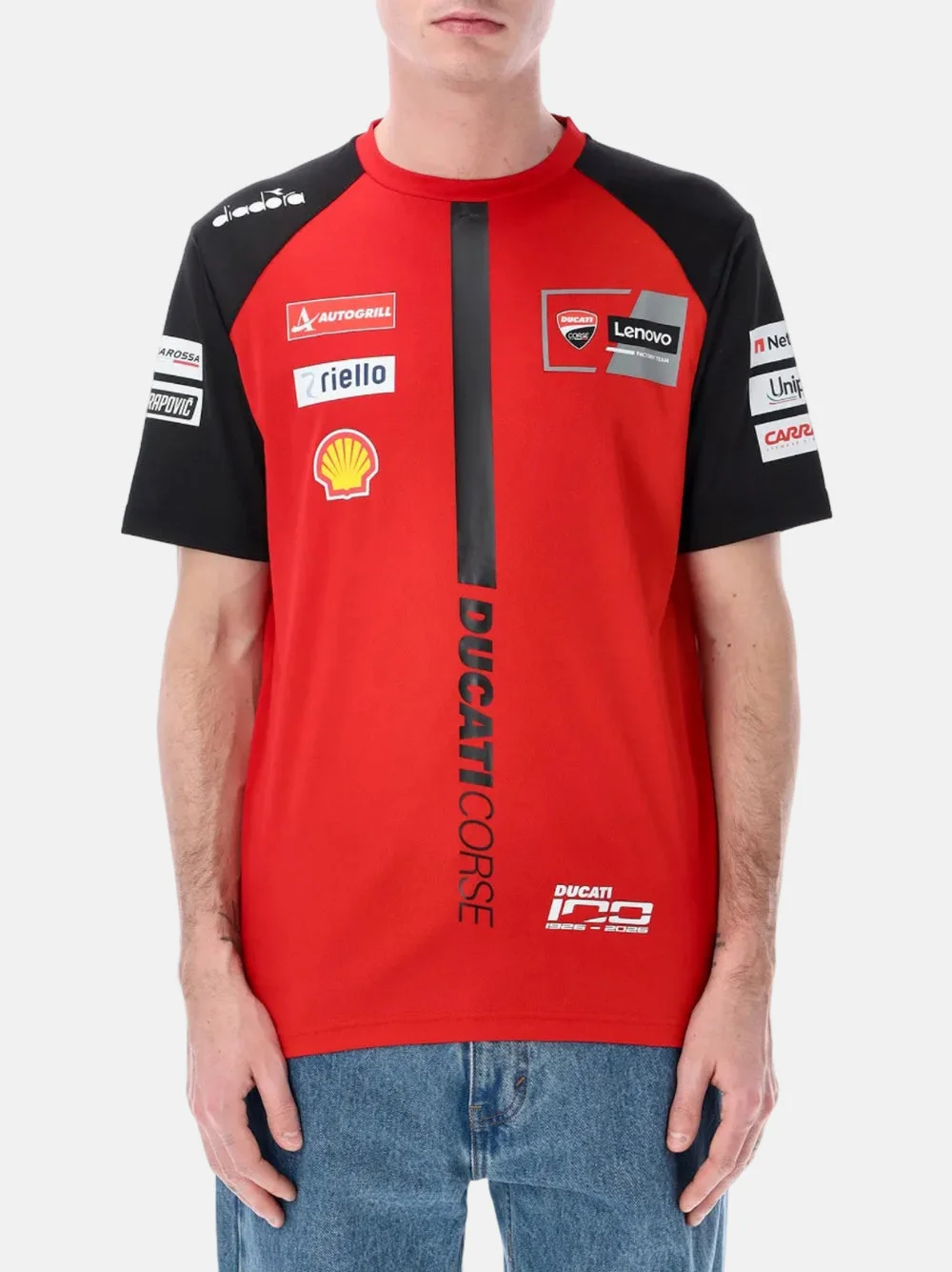 Image of Ducati 100. Jubiläum 3D-Gedrucktes Motorrad-Rennshirt - Kurzarm-T-Shirt für 2026 Team-Fans - Herren- und Damen-Fanbekleidung