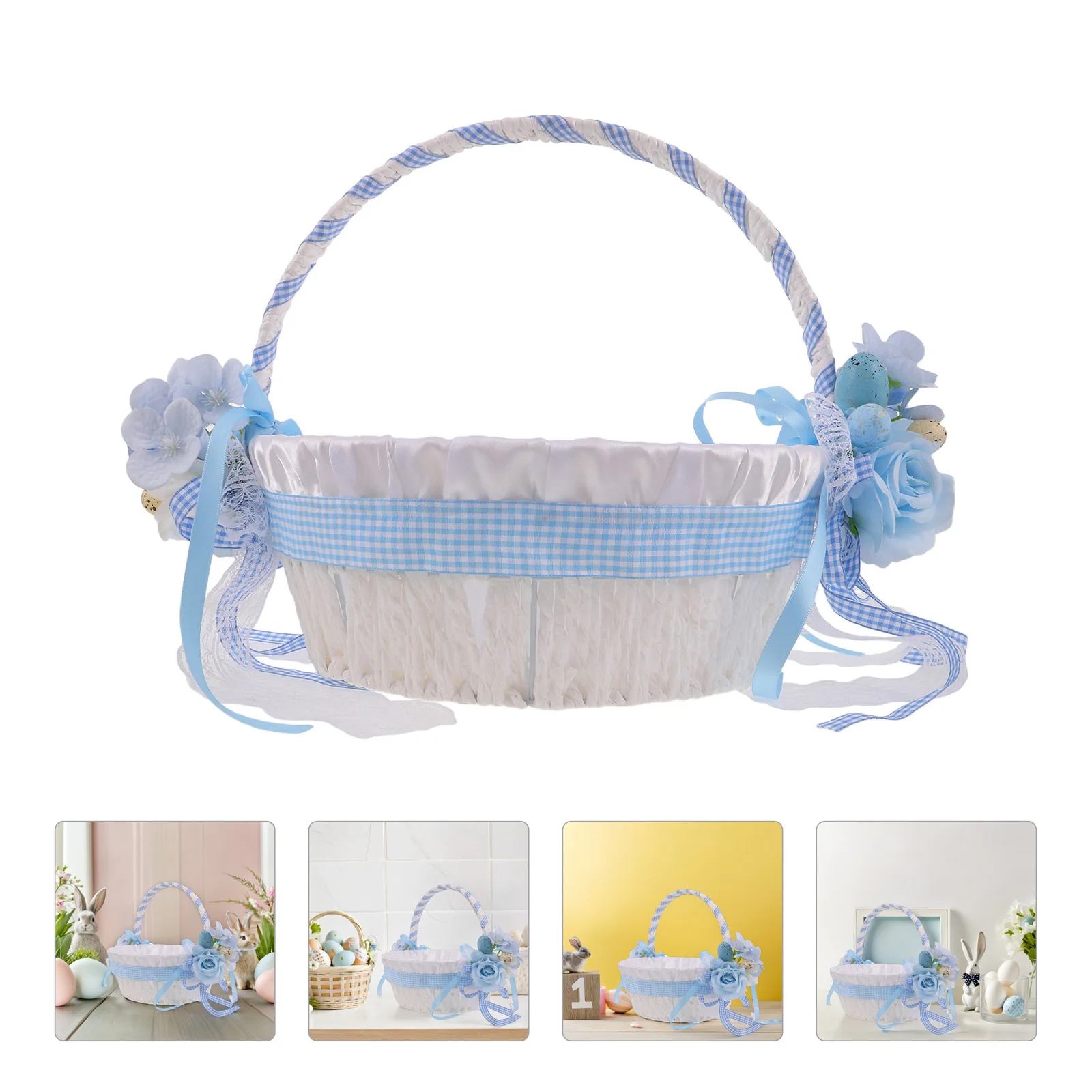 

Festive Easter Theme Woven Basket for Girls Candy Eggs Storage Wedding Ceremony Flower Arrangements Party Favor Decorative