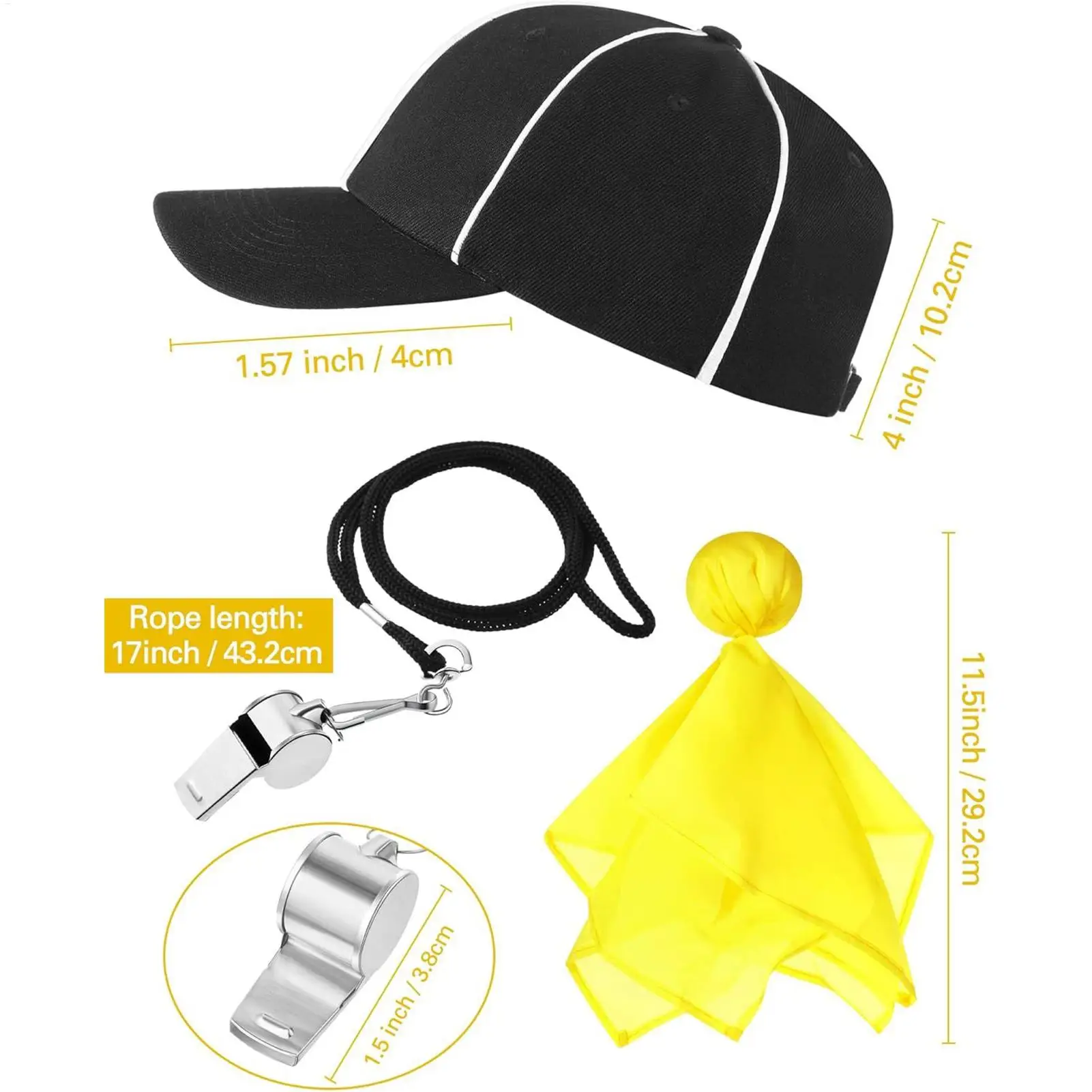 Аксессуары для костюма рефери, удобный дышащий комплект со шляпой, флагом и свистком, шляпы с флагом рефери для мужчин, женщин, молодежи, подростков