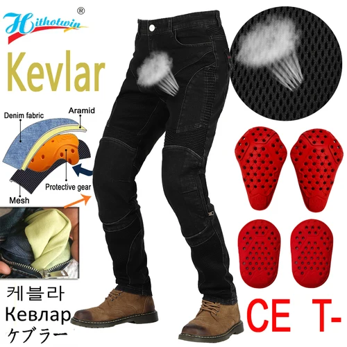 Nuevos pantalones vaqueros de motocicleta kevlar, pantalones de Motocross de aramida transpirables de verano con Protector de cadera, armadura CE, equipo de protección para montar