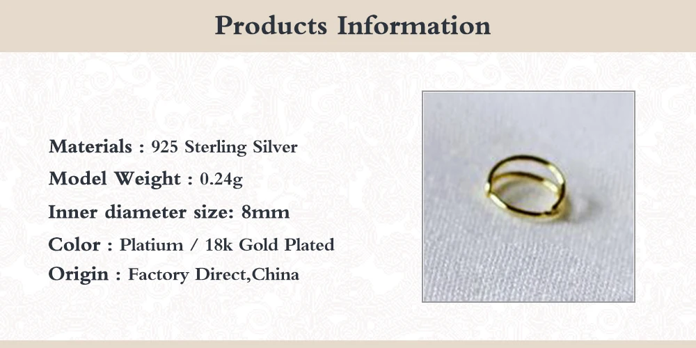 Anelli da naso a doppio cerchio in argento Sterling 925 per donne ragazze piccoli anelli a cerchio aperto tipo Piercing cartilagine Stud Body Jewelry