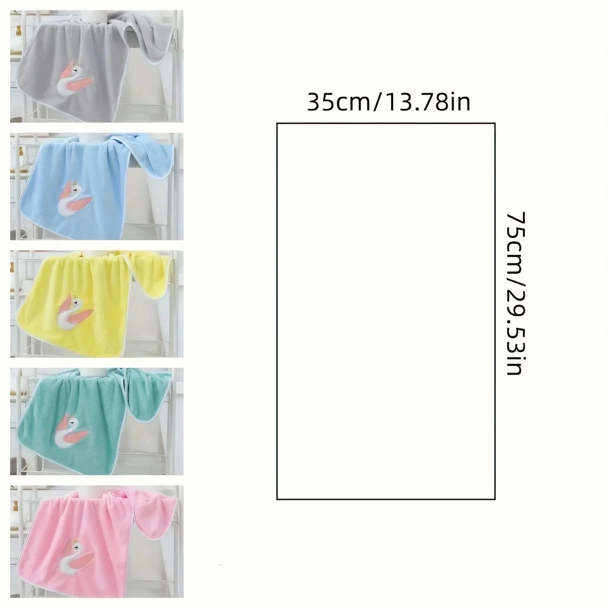 ผ้าเช็ดตัวเด็กลายการ์ตูนหงส์ 1 ชิ้น, ผ้าเช็ดมือคุณภาพสูงสีเบจอ่อนนุ่มเป็นมิตรกับผิว, ผ้าเช็ดหน้าดูดซับแห้งเร็ว