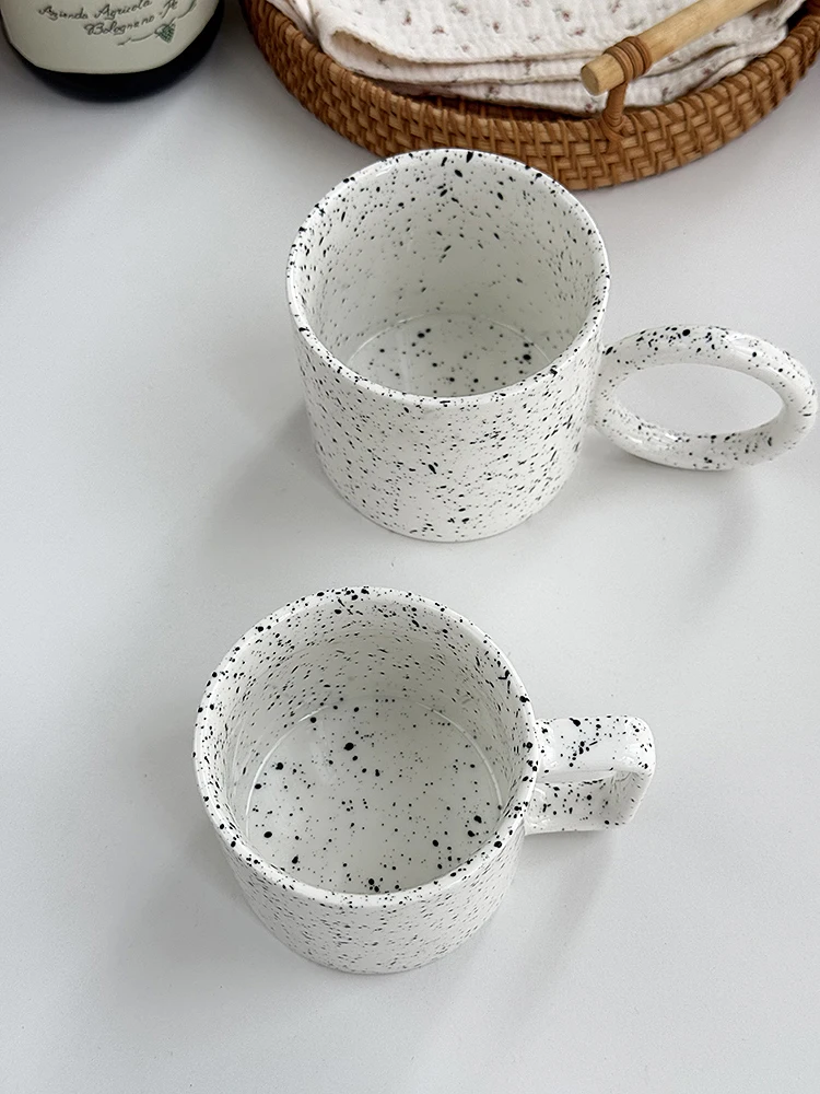 Splashing Ink Mug Simple Household Handgrip Drinking Cups Exquisite Office Coffee Cup Nordic Style Ceramic Versatile Milk Mugs