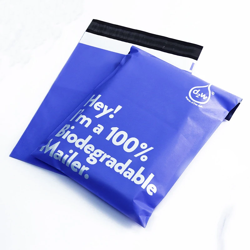 20 unids/lote nuevo 100% D2W bolsa de mensajería biodegradable paquete de ropa bolsa exprés bolsa Postal impermeable bolsas autoselladas