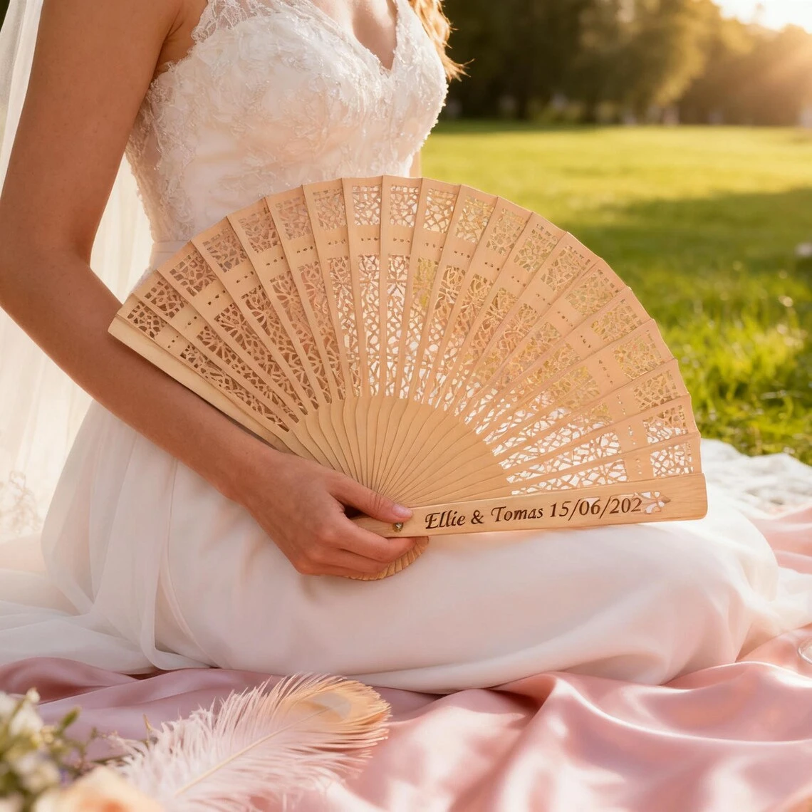 Personalized Hand Fan for Wedding Favors, Custom Name Wooden Folding Hand Fans, Promotion Gift