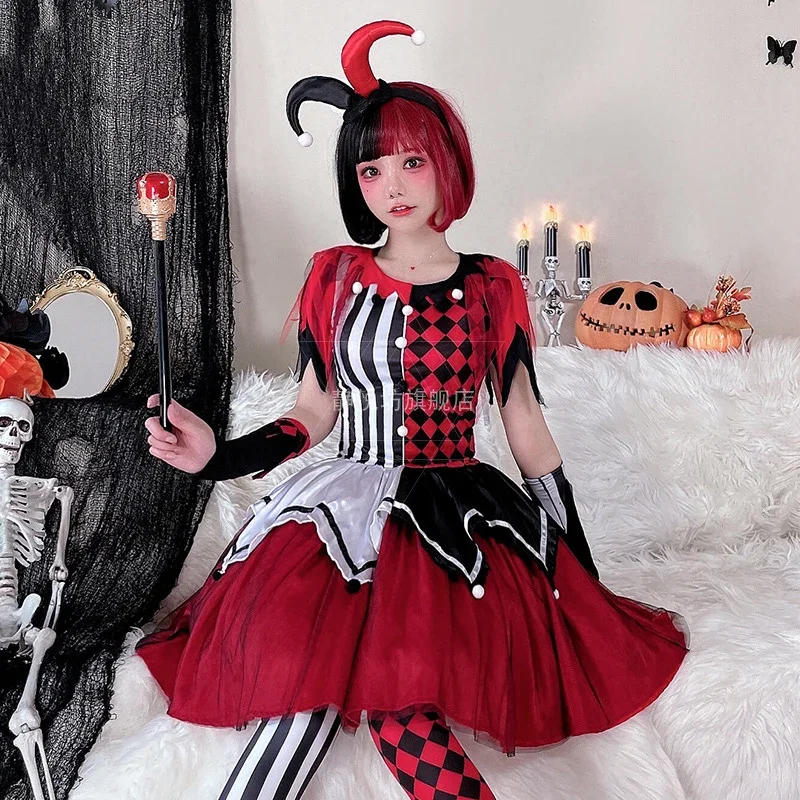 Costume di Halloween Clown Cosplay Anime Circus Soul Breaking Clown Dress per le donne Disfraz Stage Performance Costume Vestidos 2024