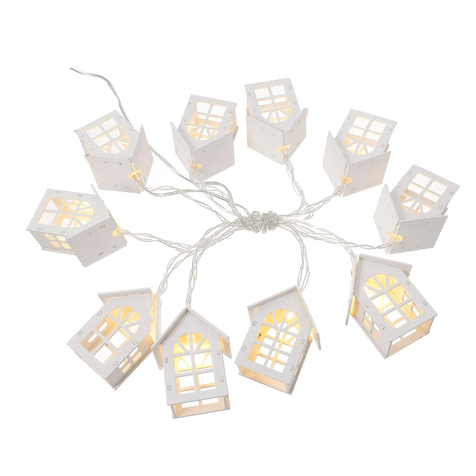 خشبية LED ضوء سلسلة 1 قطعة زينة عيد الميلاد في الهواء الطلق داخلي شجرة شرفة أكشاك مصباح سلسلة ديكور الجدة الإضاءة #3