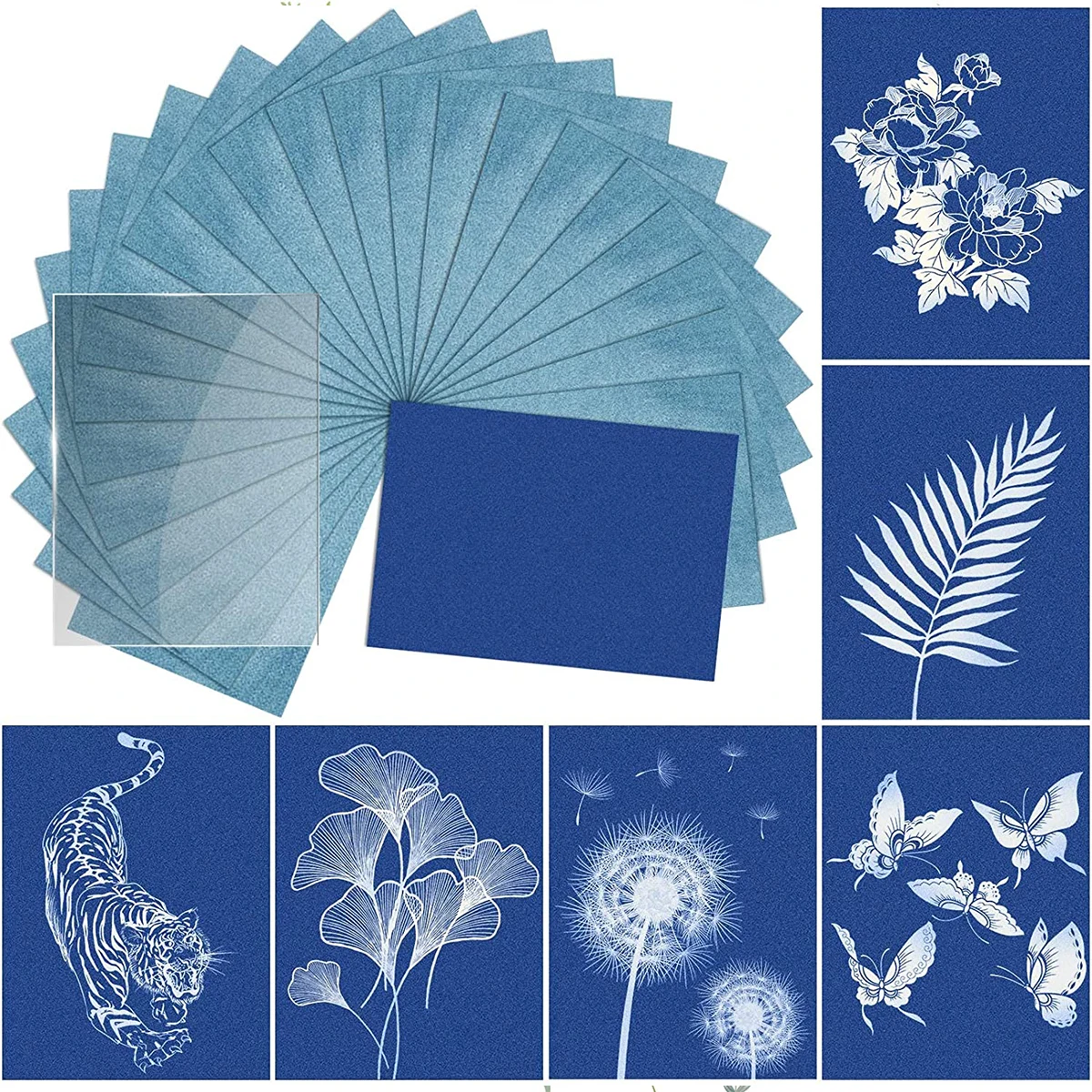 40/20pcs Sun Print Paper Kit Sun DIY Art Crafts Paper Sensitivity Nature Printing Paper A5 Solar Drawing Paper Sun Print Paper