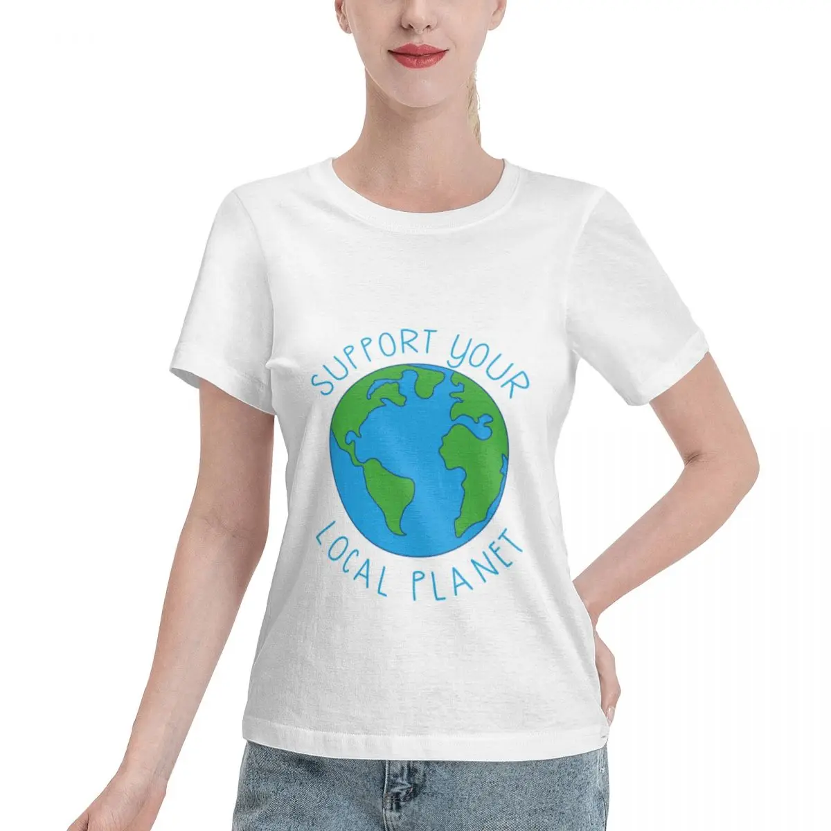 Summer Staple Support Your Local Planet Women's T-shirt Casual Dating Blank T Shirt