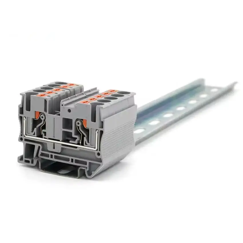 

80pcs PT6 1000V/41A 6m㎡ Top Contact Push-In Top Wiring Spring Cage RPV6 Din Rail Terminal Block Approved by U/L CE RoHS