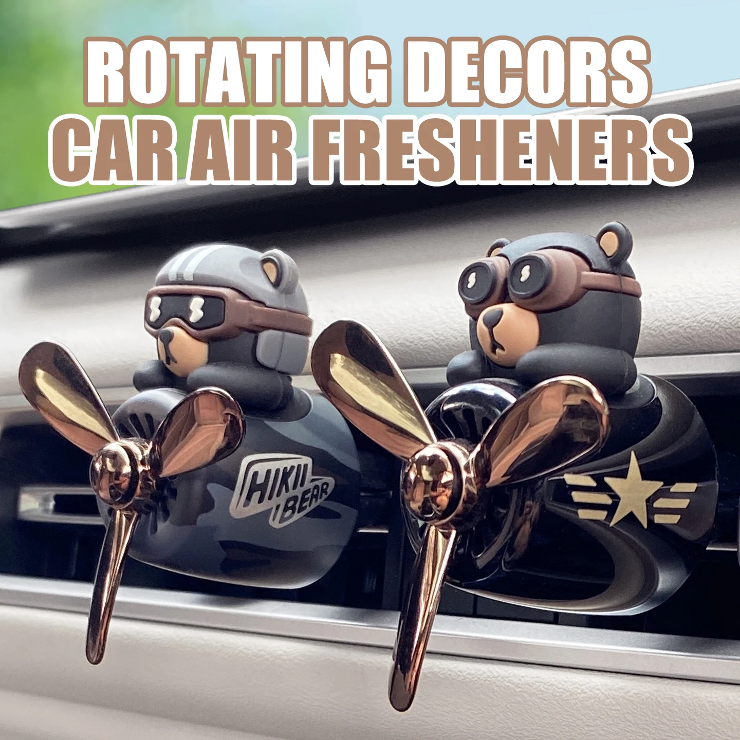 طائرة دوارة رائعة وممتعة على شكل دب طيار معطرات هواء للسيارة وإكسسوارات ديكورات داخلية وحلي تنفيس عطر ناشر عطر