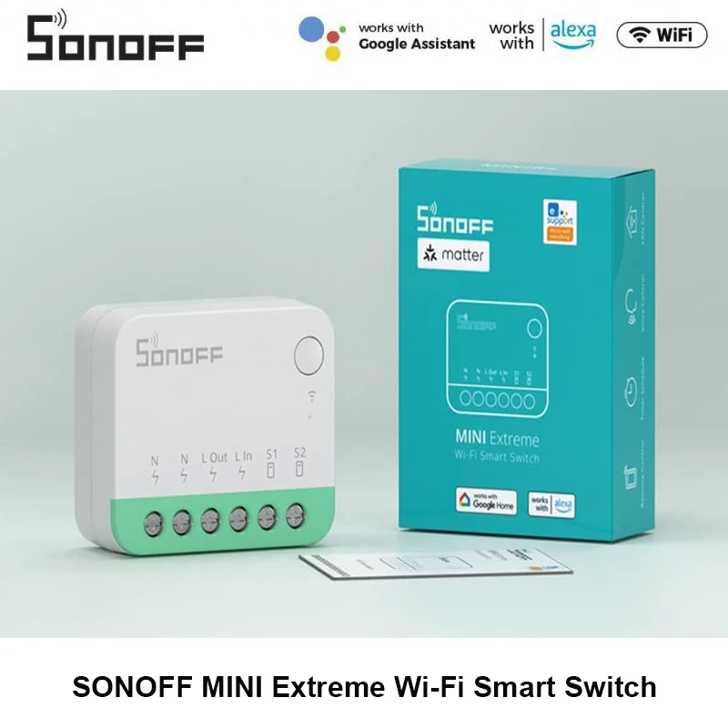 SONOFF-WiFi Interruptor Inteligente Matter, MINIR4M, Controlador Sem Fio Compatível, Disjuntor Universal, Alexa, Google Home, Controle de Voz