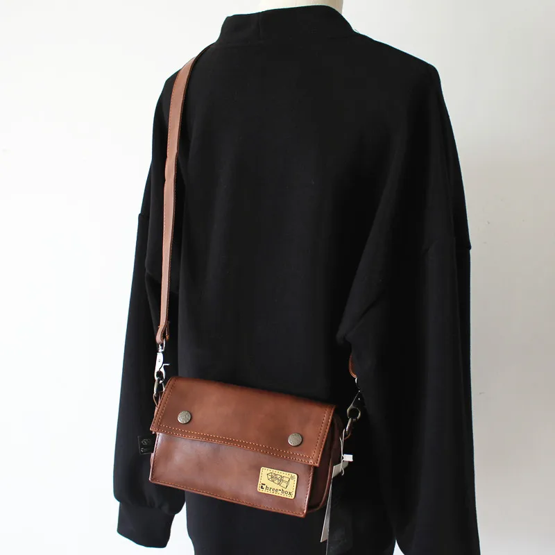 Street Style Ins Design Single Shoulder Bag Crossbody  Bag Unisex Youth Phone Messenger Bag Soft PU Leather Zipper Closure