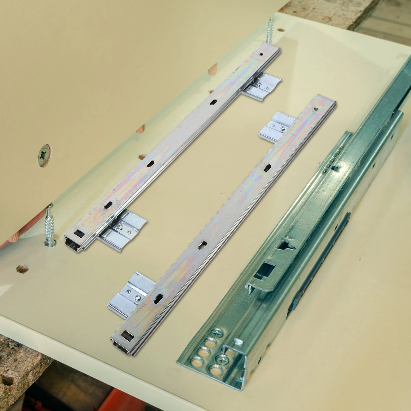 

1 Set Heavy Duty Steel Keyboard Slide Full Extension Track Rails For Desk Drawer Cabinet Office Home Use Keyboard Tray Slides