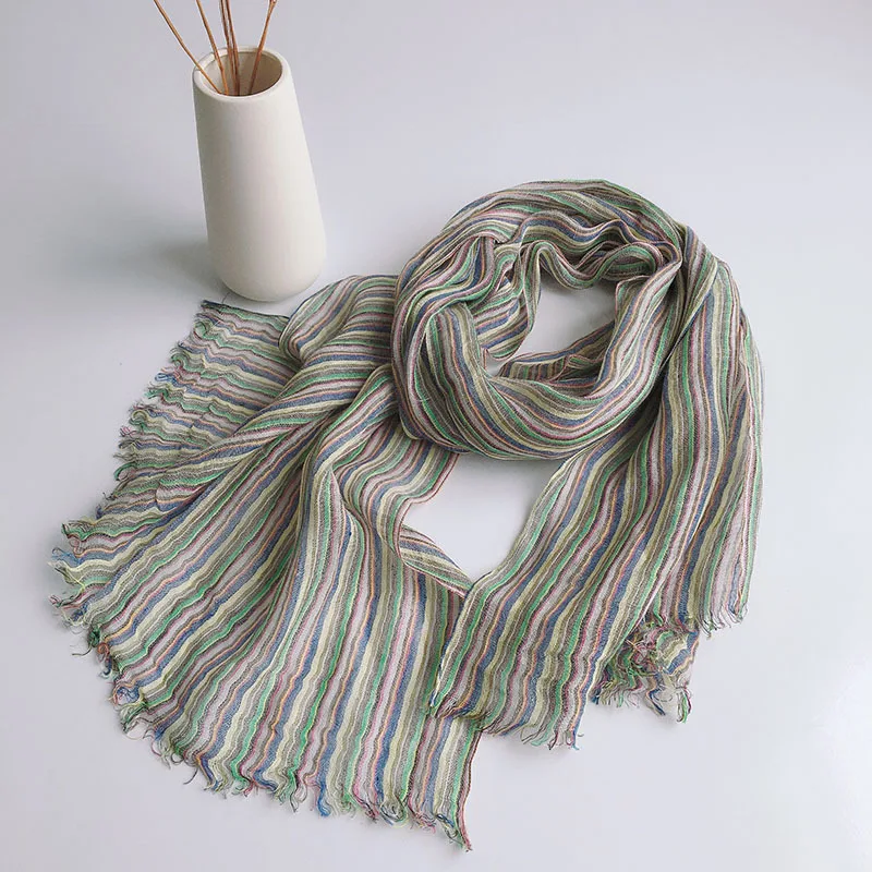 

Linen Scarf Women Long Neck Wrap Shawl Sun Protection Breathable Accessory for Summer Spring Autumn Holiday