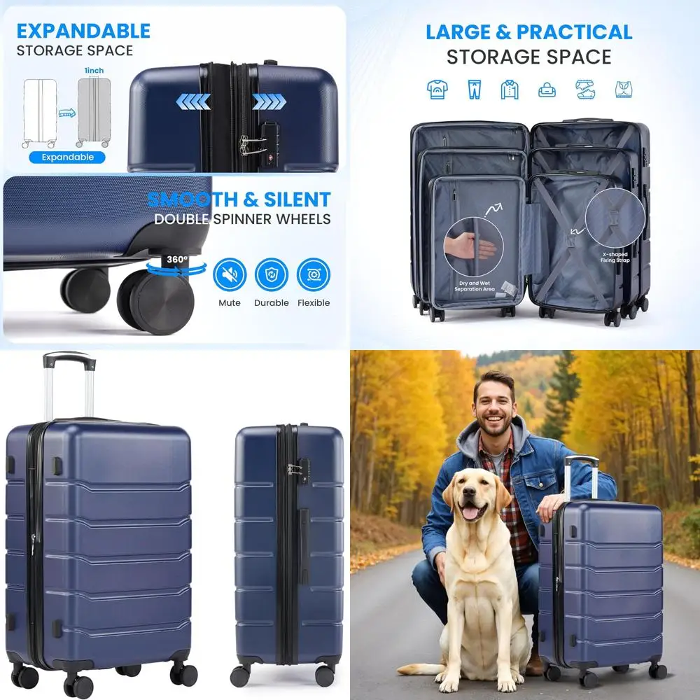 

Blue 28 Expandable ABS Spinner Luggage with TSA Lock, Lightweight Hardshell Suitcase