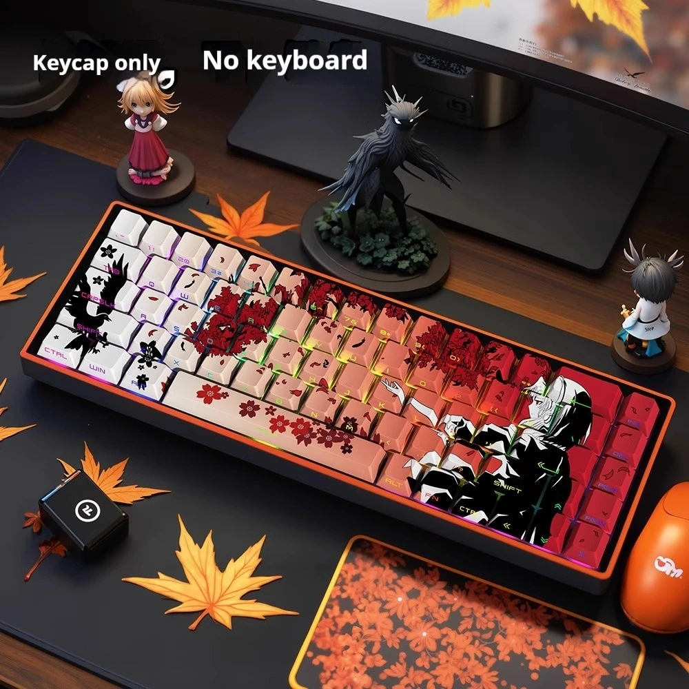 Sakura Machima Keycap Mechanical Keyboard Woting Factory Side Engraved Transparent Atk68 Megalion Five Sided Thermal Sublimation