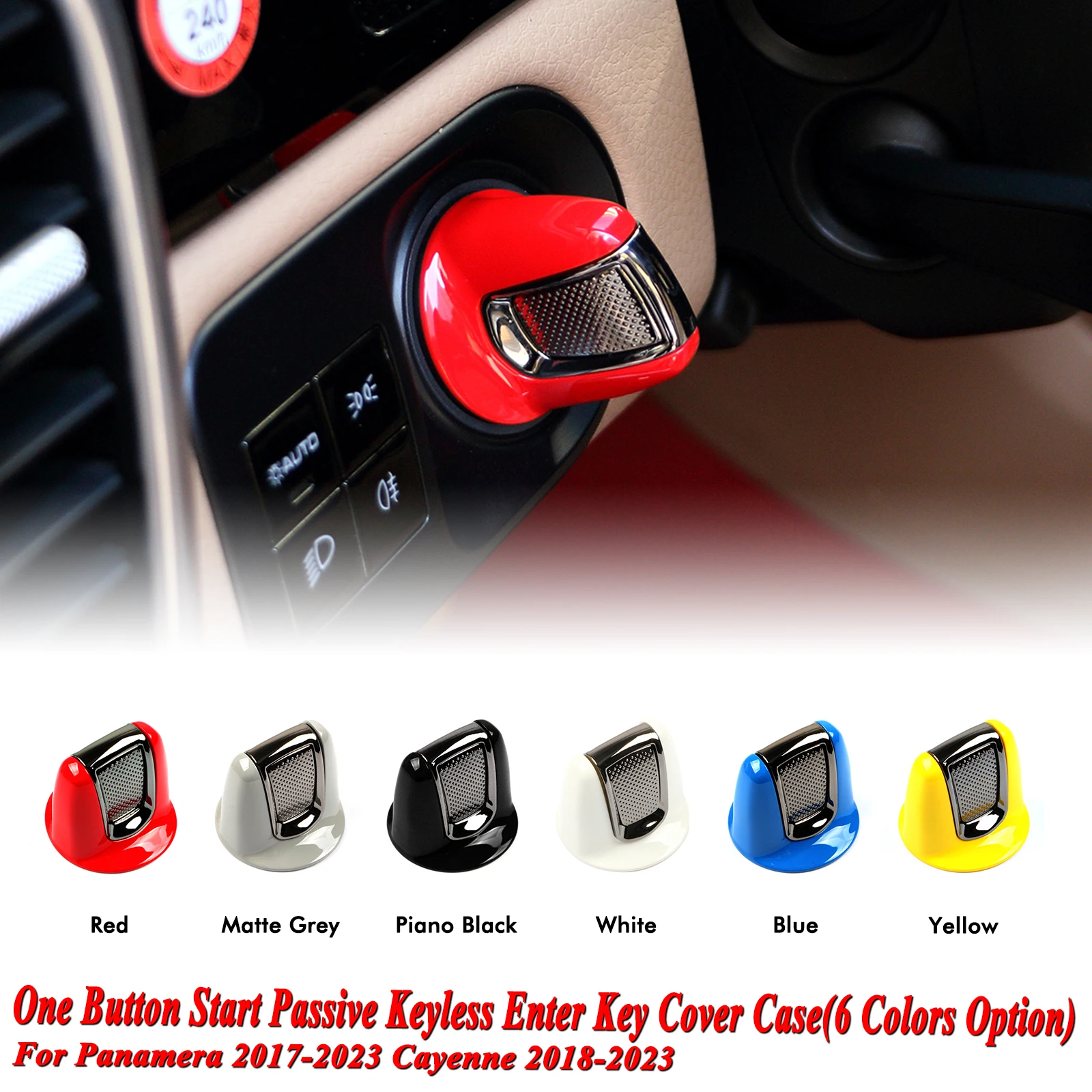 For Porsche Panamera 2017-2023 Cayenne 2018-2023 Car Ignition One Button Start Engine Stop Button Knob Bracket Key Decor Cover