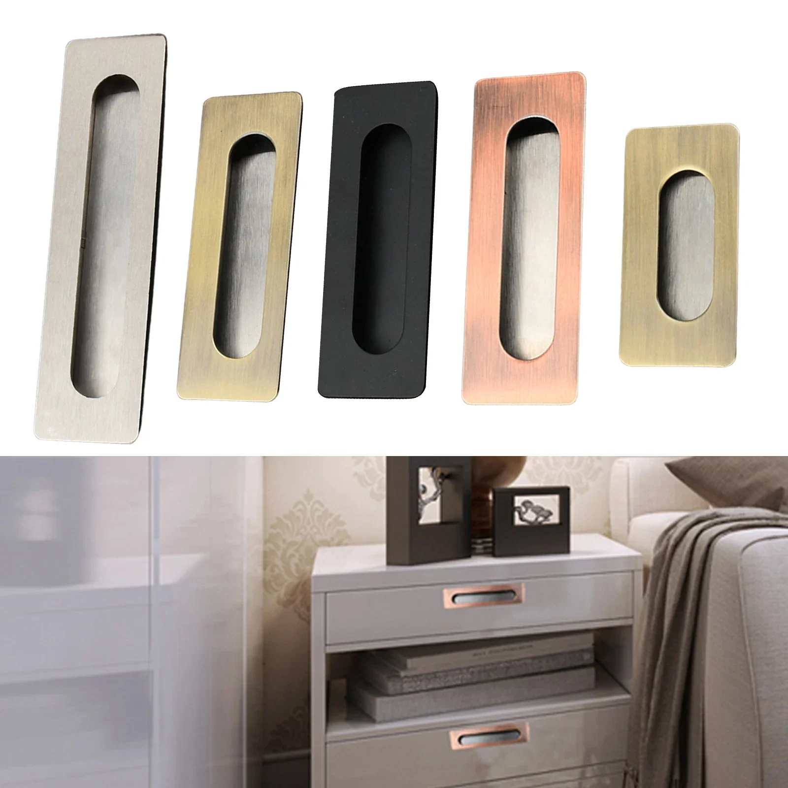With Screws Cabinet Handle Zinc Alloy Slotted Recessed Handle Wardrobe Door Concealed Handle Convenient Practical