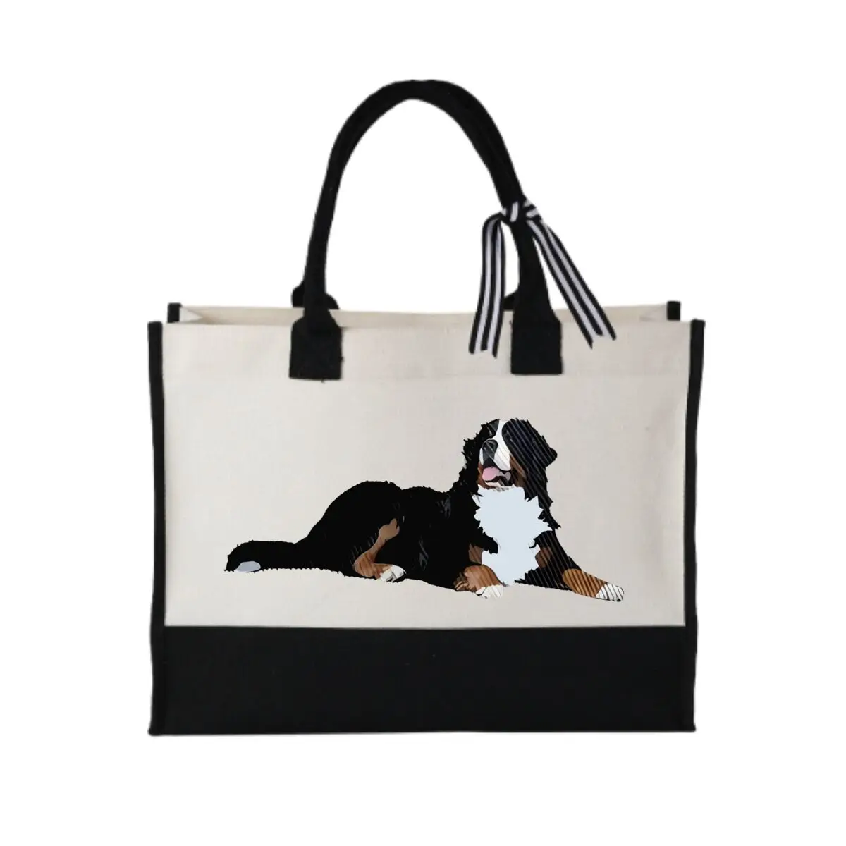 

Bernese Mountain Charm Patchwork Canvas Tote for Weekend Getaways
