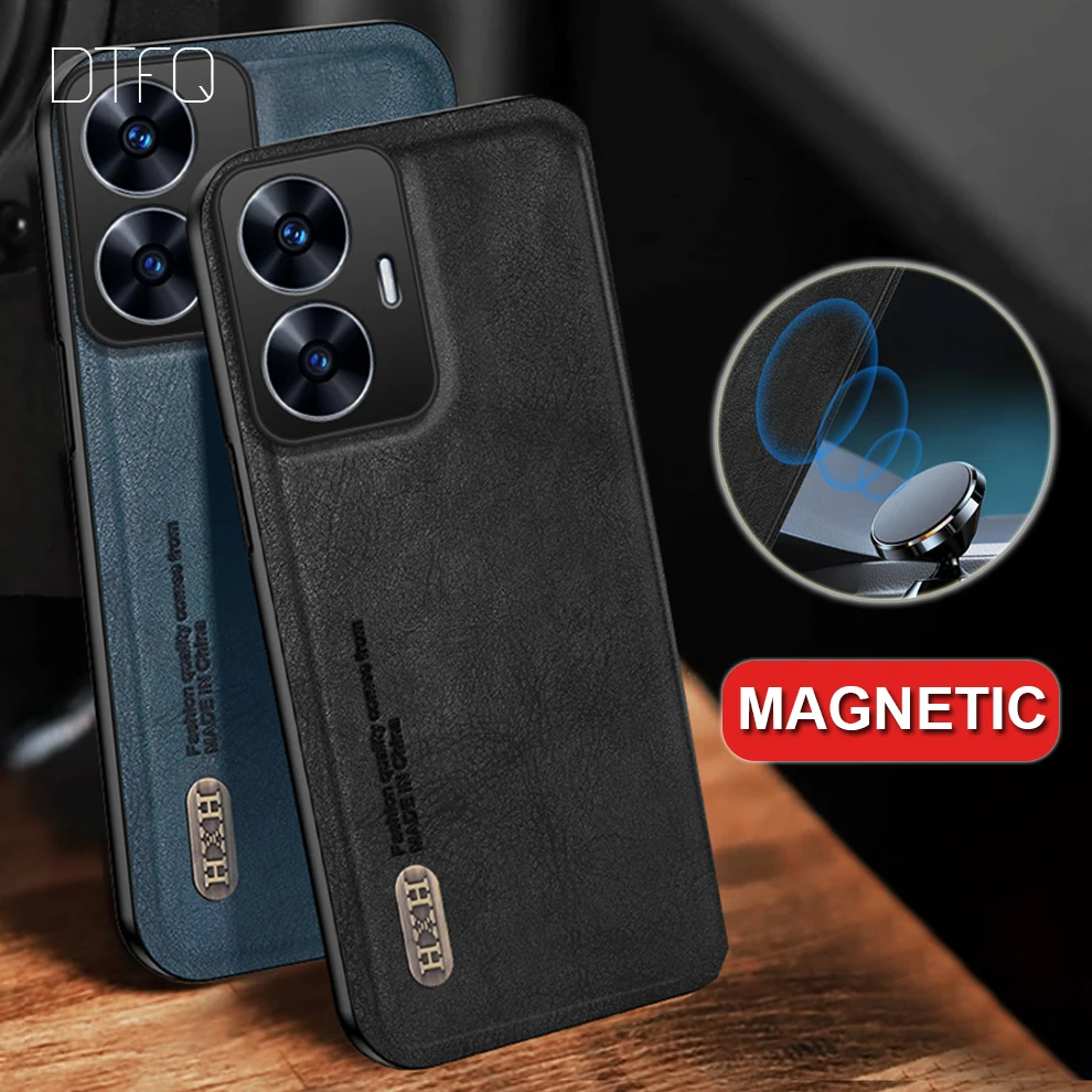 For realme C55 Case Retro Shockproof Case for realme C53 Cover Coque Funda Magnetic Luxury Leather Case for OPPO realme C55