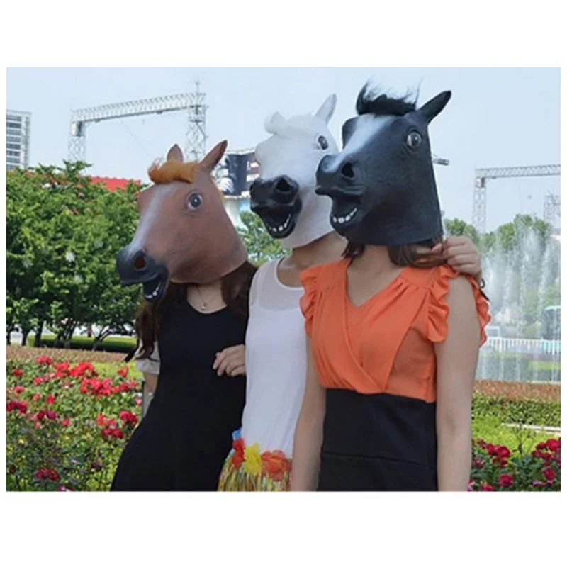 Paardenhoofdmasker Halloween Cosplay Kostuum Griezelig Dierenkostuum Prop Hoofddeksel Halloween Decor Grappig Rubberen Dierenkopmasker