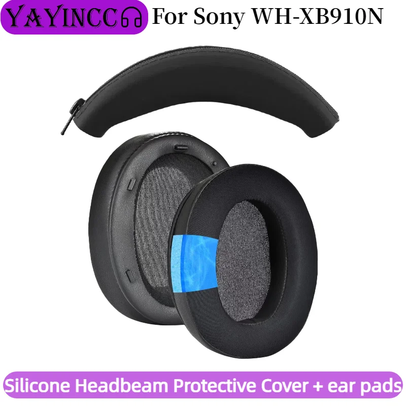 YAYINCC Bezprzewodowe słuchawki SONY WH-XB910N Wymienne żelowe nauszniki z lodem, nauszniki, poduszki na uszy, skórzany pałąk — zdjęcie produktu 4
