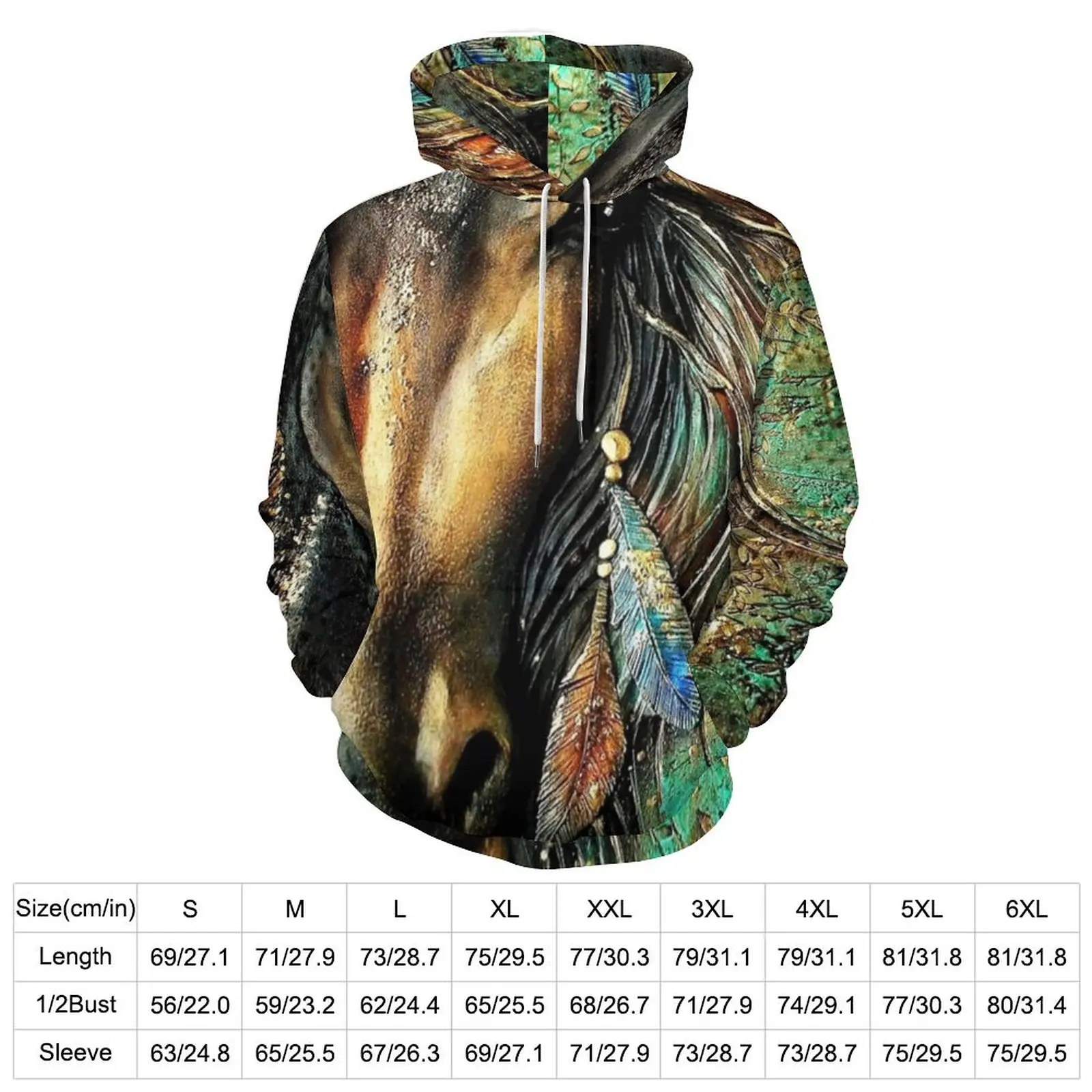 Horse Art Talentum Hoodies Long-Sleeve Abstract Animal Retro Casual Pullover Hoodie Winter Fashion Loose Hooded Sweatshirts