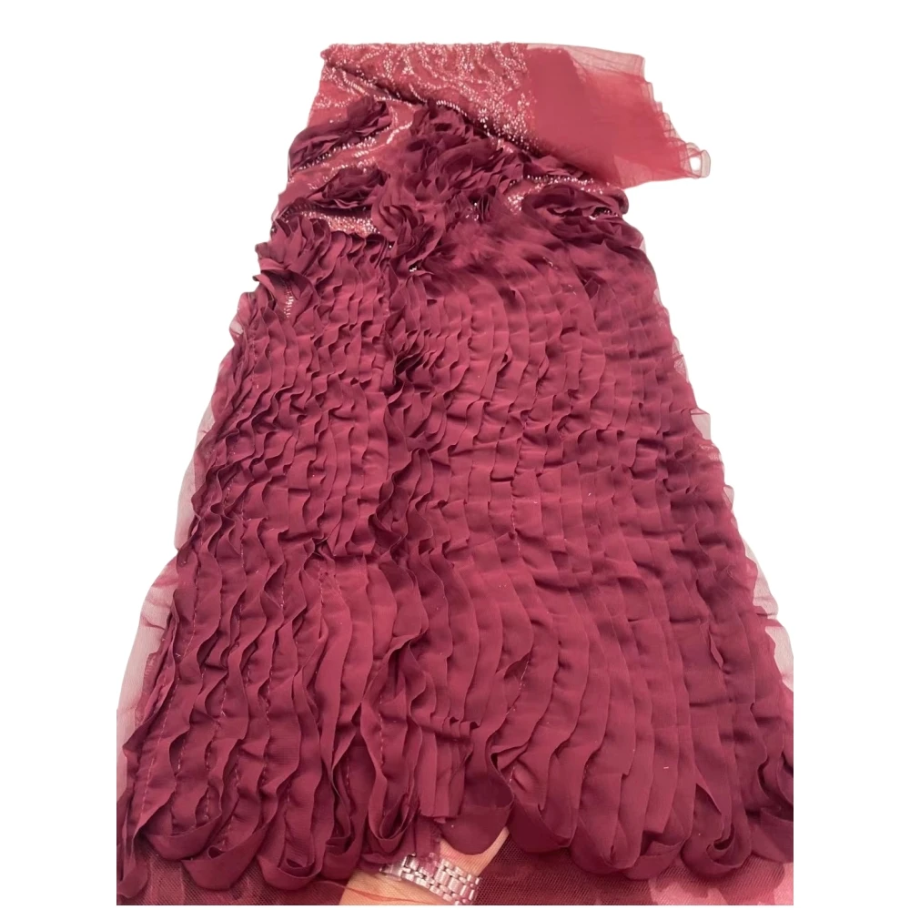 

Роскошная африканская сетчатая кружевная ткань с блестками, ткань по метрам, для шитья, одежды, тюля, свадебных платьев, вышивка, 5 ярдов DP0346