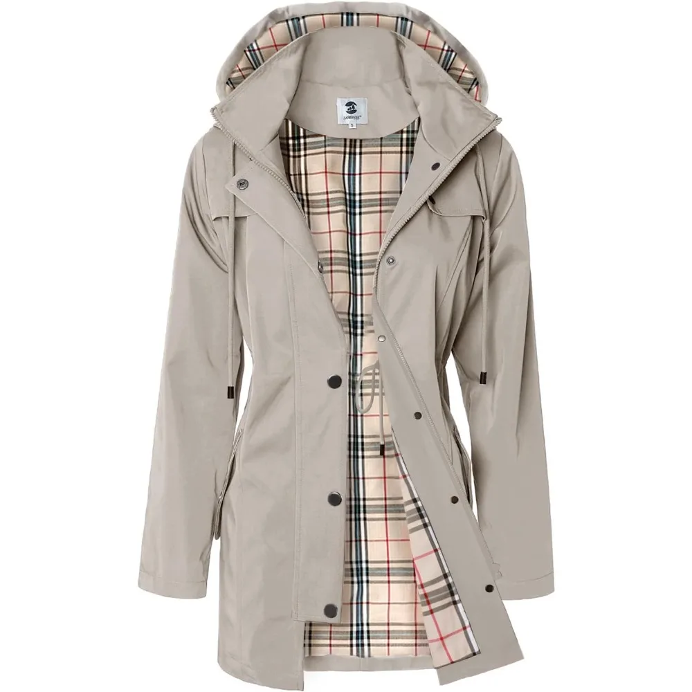 

Женская длинная куртка от дождя с капюшоном, уличный плащ, ветровка