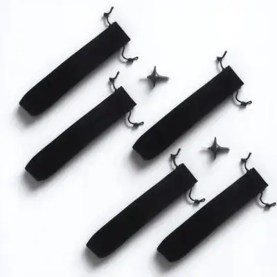 

5pcs Velvet Pen Pouch Sleeve Black Sturdy Lint Drawstring Closure Pencil Case for Office Men Gift Storage Bag Cover