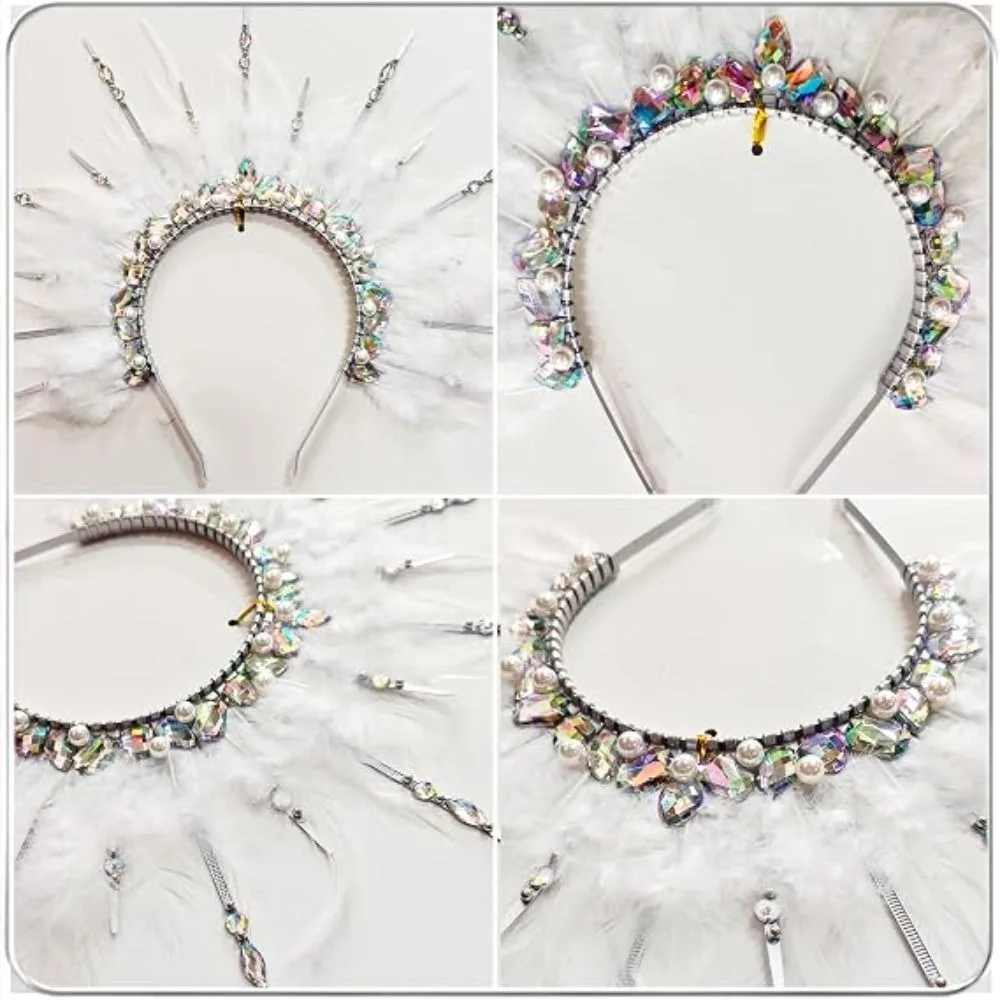 Kinder-Geschenke, kreativer Feder-Kopfschmuck, Retro-Cosplay, Pfauenfeder-Stirnband, einzigartiger dekorativer Pfauen-Kopfschmuck, Requisiten für den Abschlussball – Detail 10