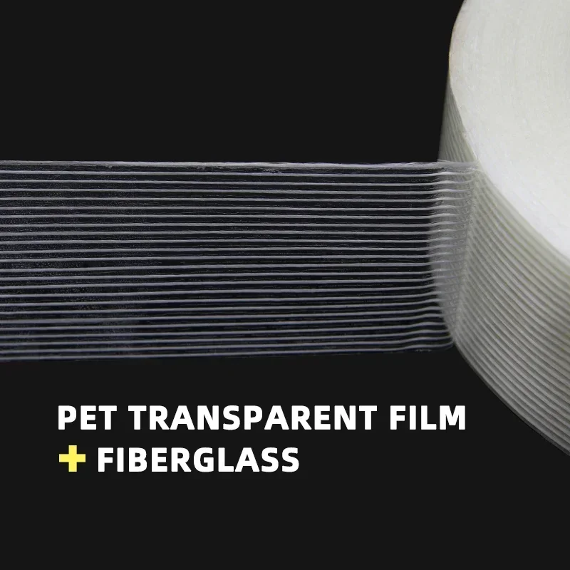 50M Stripe Fiber Tape Toy Airplane Model Strong Mesh Single-Sided Adhesive Tape Wear-Resistant GlassFiber Strong Reinforced Tape