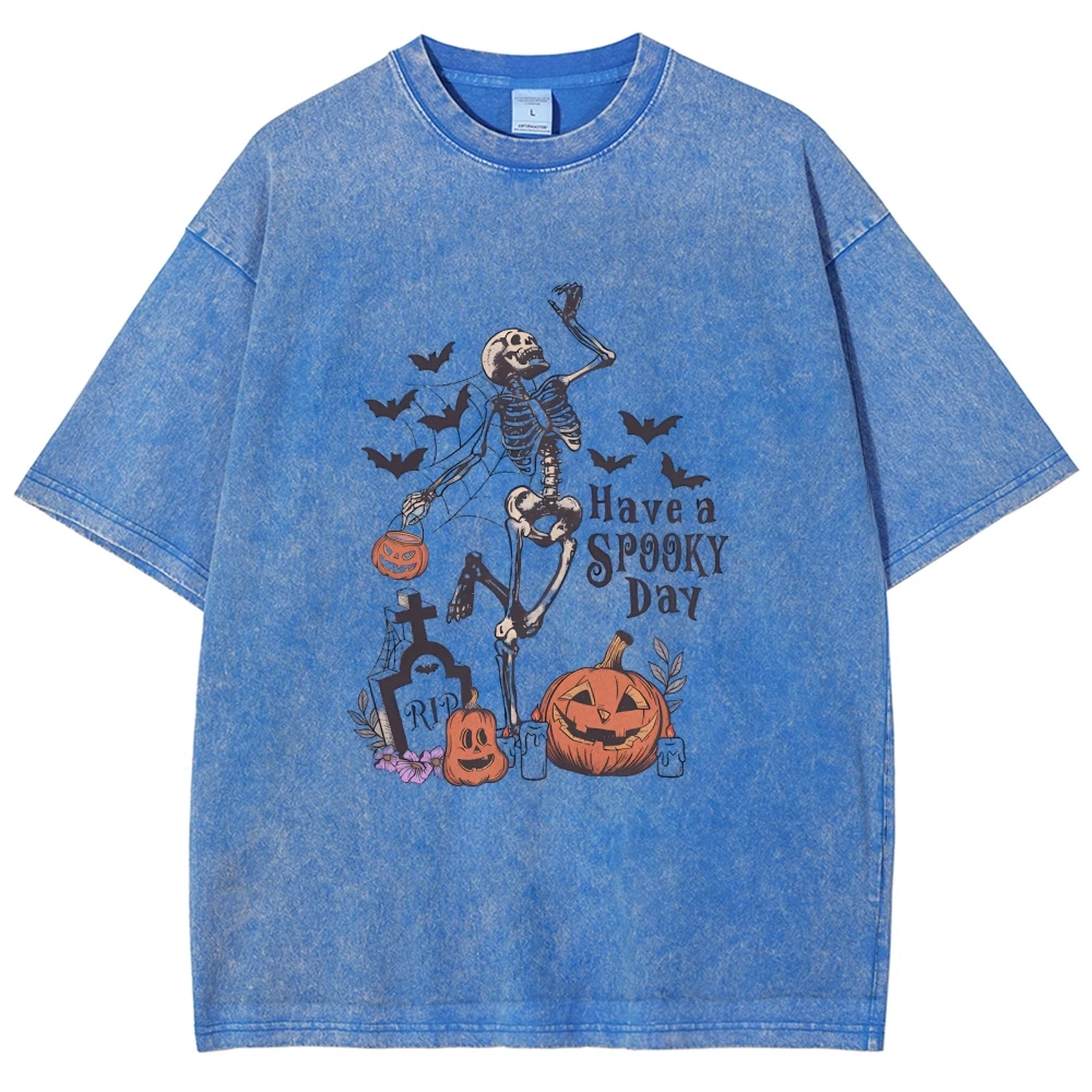 Colori comfort, Ha una maglietta da giorno spettrale, Camicia di Halloween, Maglietta da strega, Regalo per Halloween, Scheletro Autunno Halloween