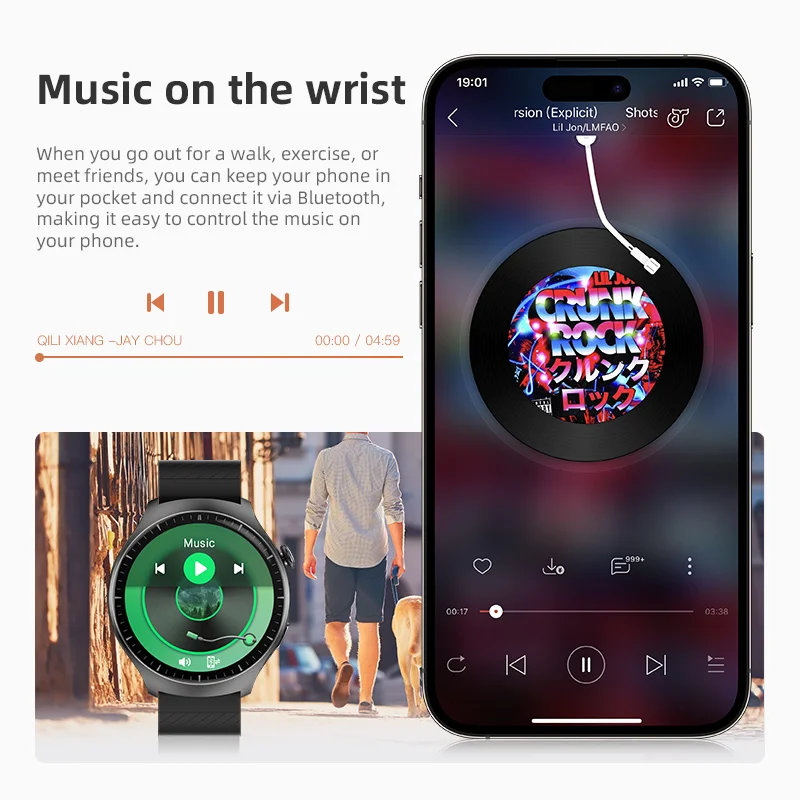 Howear Watch 4 Pro ساعة ذكية للرجال متصلة الدردشة GPT NFC الرياضة الخارجية بلوتوث مكالمة وحدة تحكم بالموسيقى العبرية دائما على الاتصال الهاتفي