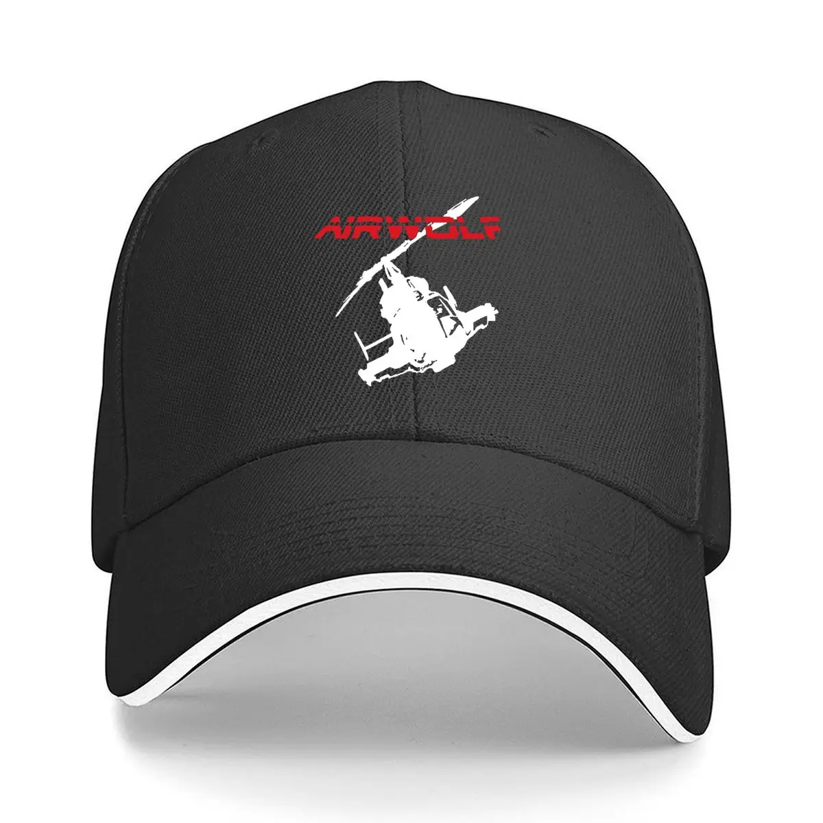 Airwolf design with a helicopter symbol, celebrating a classic TV series and its iconic elements Sandwich Baseball Cap