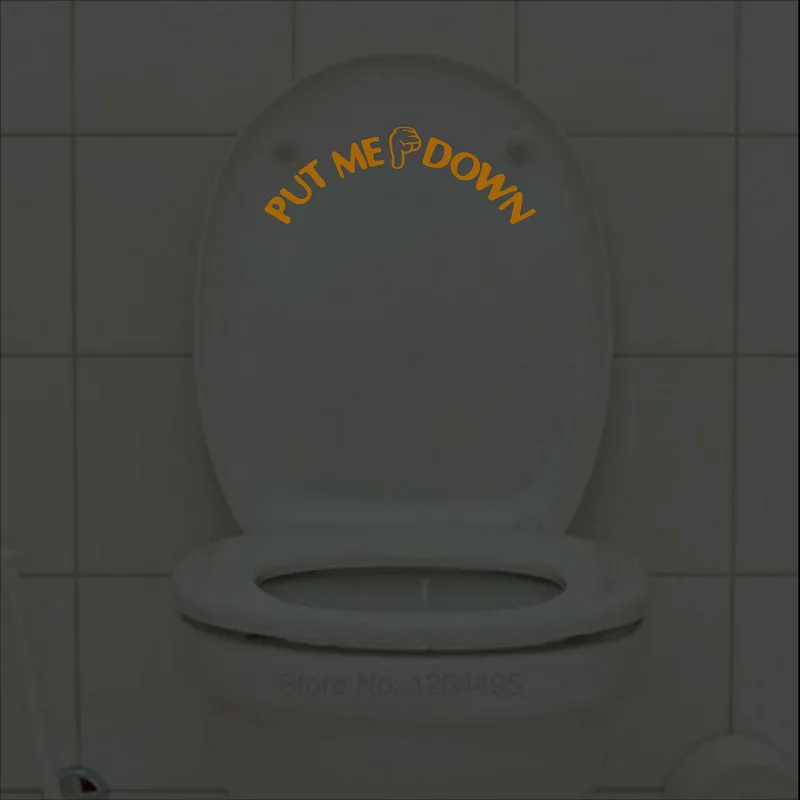 Glow in the Dark Funny Toilet Seat Sticker Put Me Down Toilet Bowl Decal Toilet Training Decorations Bathroom DIY Decor