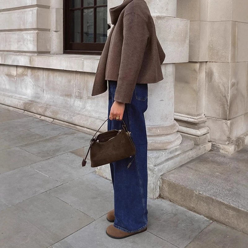 Elegant Style, Solid Color Scarf Collar, Long Sleeve Woolen Coat, Women's 2025 New Hot Sale