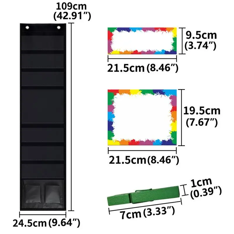 Kids Behavior Chart Reward Pocket Chart For Kids Track Dangling Bulletin Board With Wooden Clips Multifunctional Behavior Chart