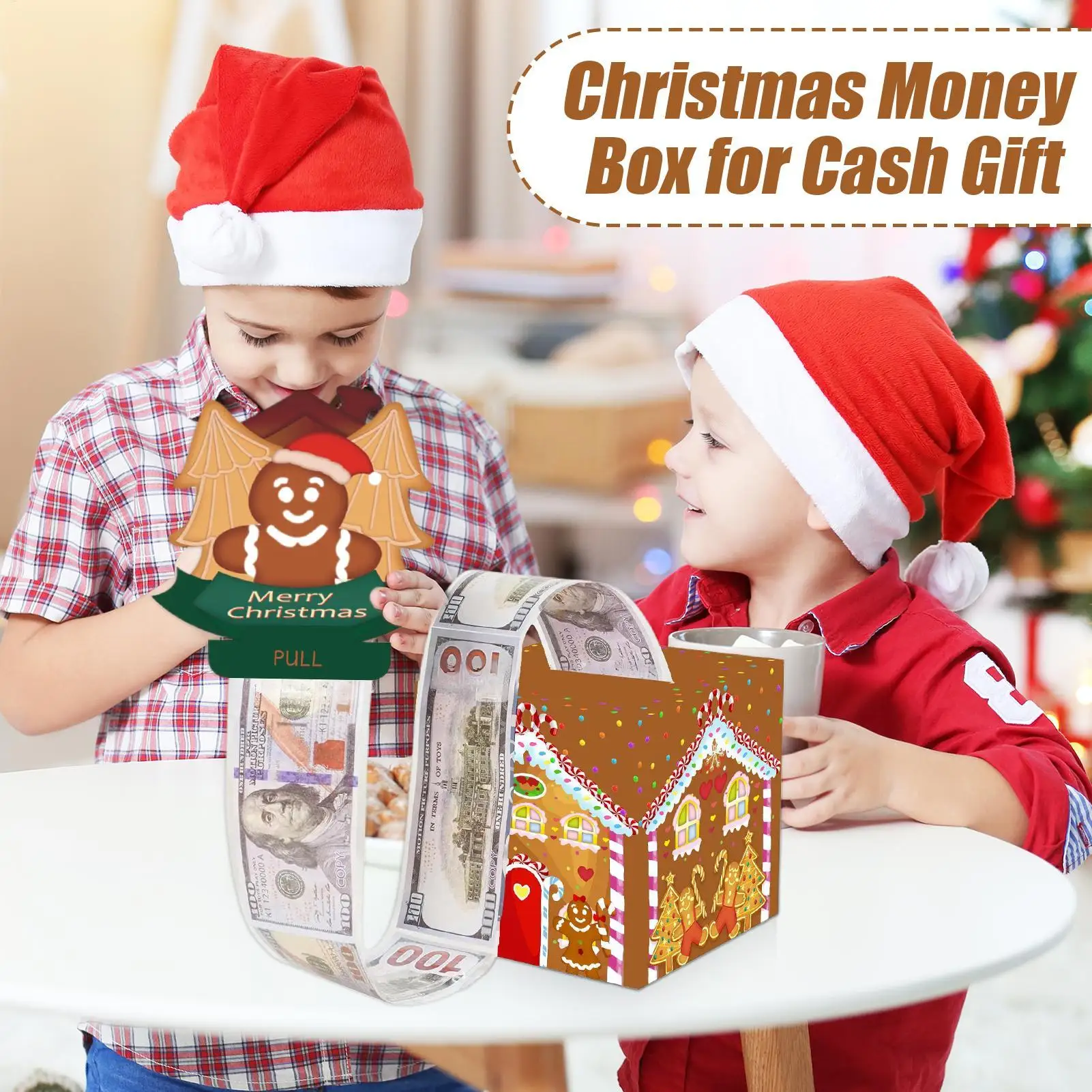 Boîte à tirette d'argent de noël Pop, boîte à contes de noël, distributeur de cartes en rouleau amusant pour adultes, Festival, famille, carnaval, enfants, amis