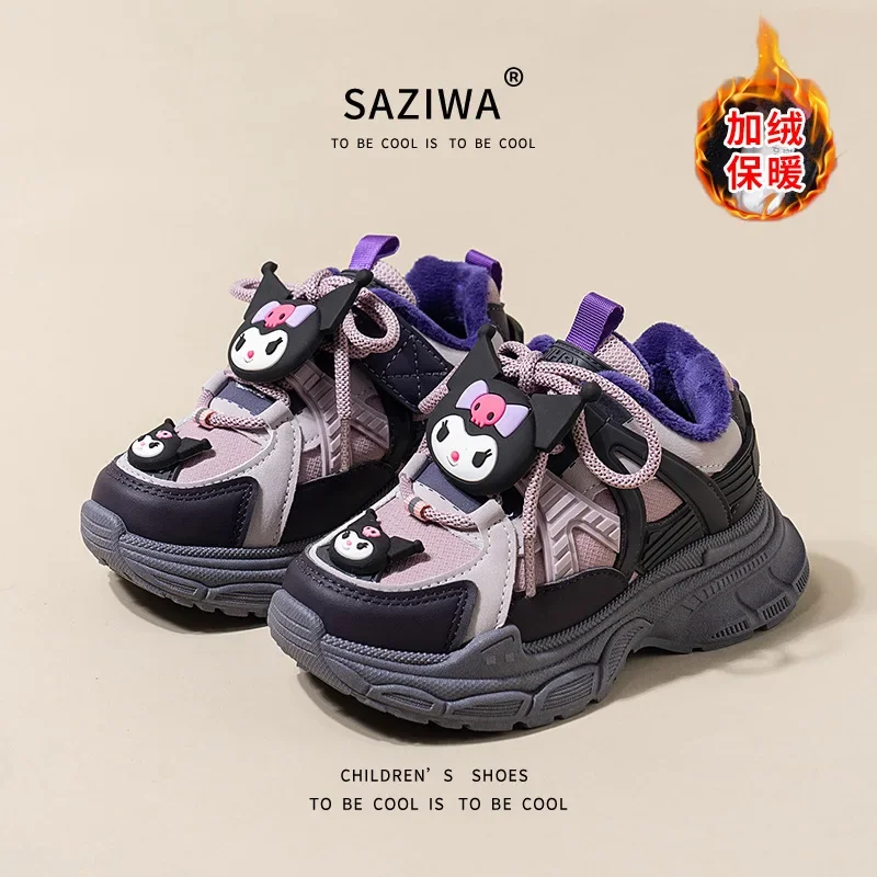 Autumn Winter Sanrios Anime Kawaii Girls Soft Sole Casual Breathable Kuromi Princess Sports Shoes Boots Christmas Birthday Gift