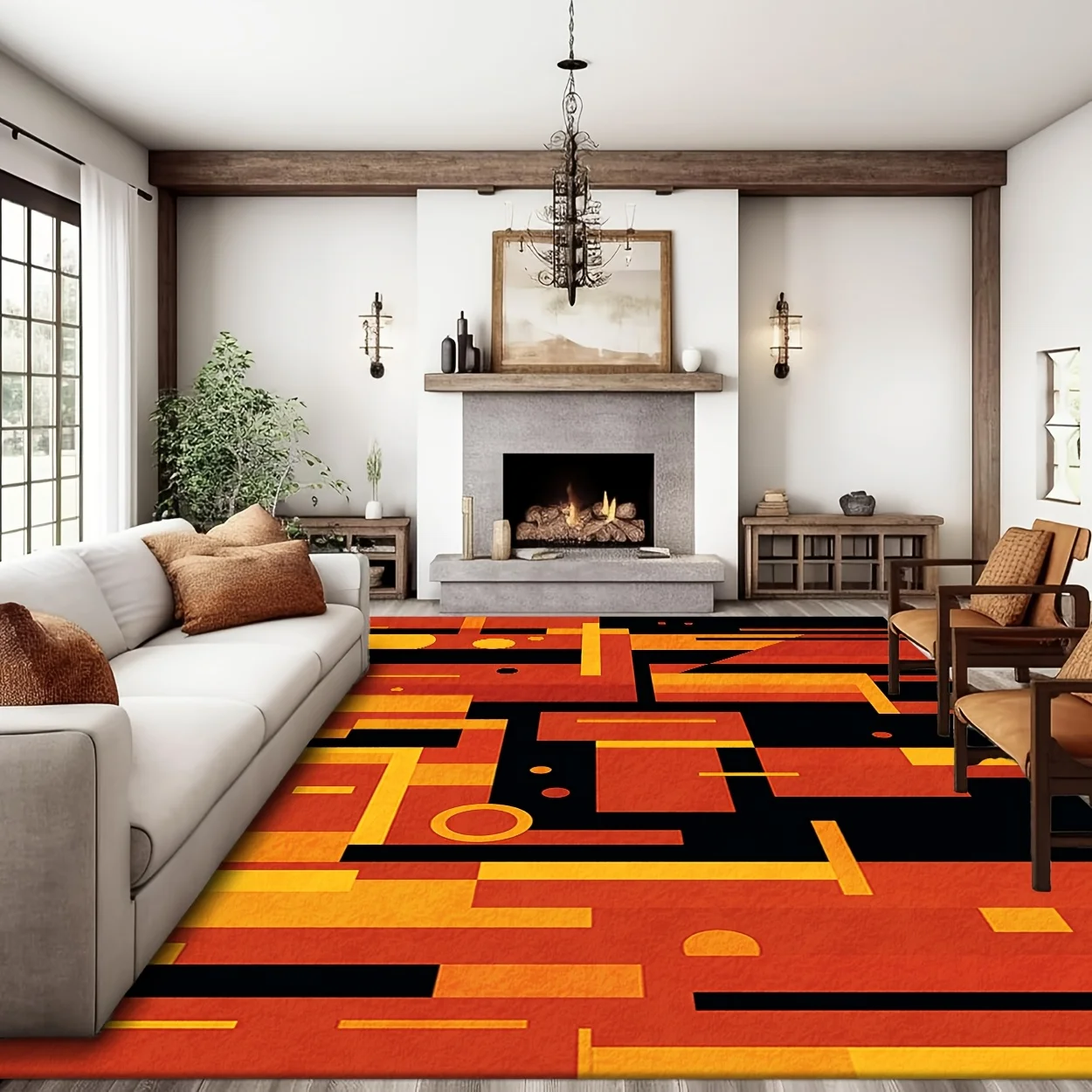 Contemporary Area Rug Vibrant Tone Ground Covering For Dining Room Entryway Housewarming Gift Present
