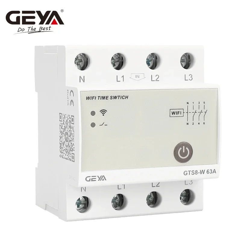 GEYA GTS8-W chytrý WIFI doba spínač DIN bariéra chytrý domácí bezdrátový vzdálený ovládání spínač při tuya APP AC220V 32A 40A 63A 80A