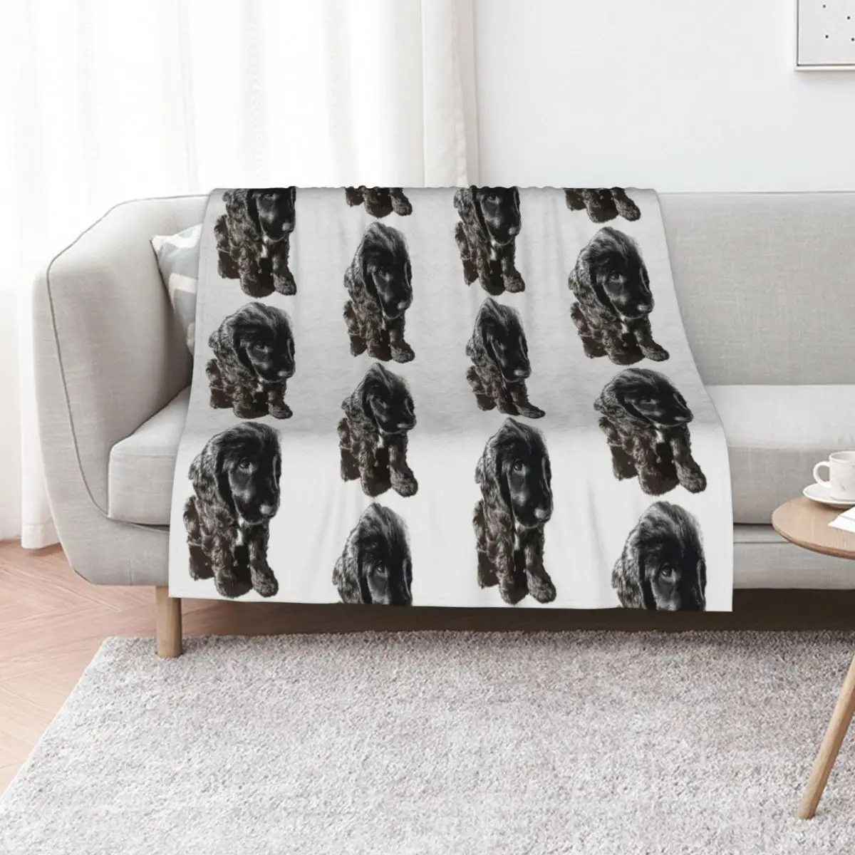 English Cocker Spaniel Black Puppy Dog - Adorable! Throw Blanket For Sofa Thin Personalized Gift Soft Beds Custom Cute Blankets