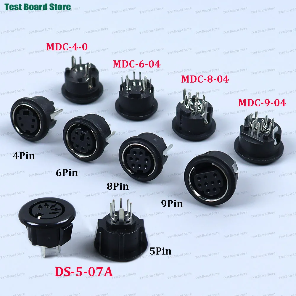 2/5/10PCS 4Pin 5Pin 6Pin 8Pin 9Pin Din Female Socket Connector Jack Terminal S-video PCB Mount PC Computer Connector