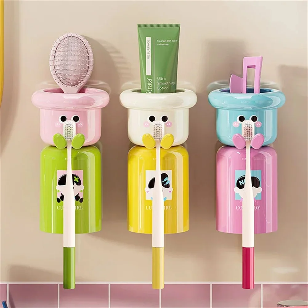 Dopamine Magnetic Toothbrush Holder Bathroom No Punch Wall-mounted Mouthwash Cup Storage Set Toothpaste Cup Storage Organizer