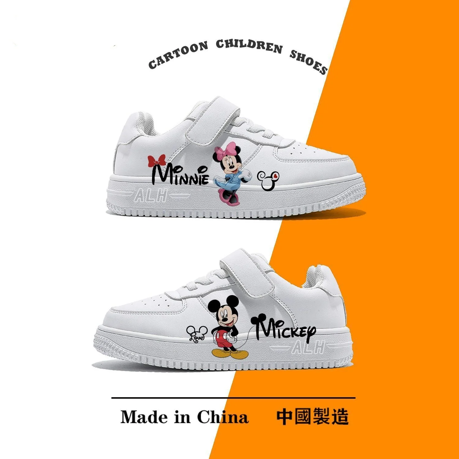 Anime Stitch Shoes New Angel Sport Shoes Disney Mickey Mouse Tennis Shoes Kawaii Stitch Basket Shoes Kids White Casual Sneakers