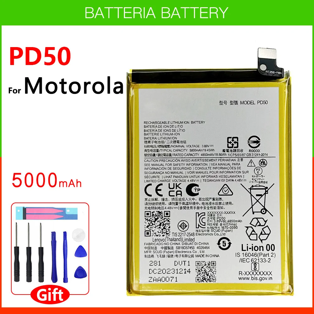 

100% Original Genuine 5000mAh PD50 Battery For motorola Moto PD 50 Batteries Batteria + FREE Kit Tools with Tracking Number