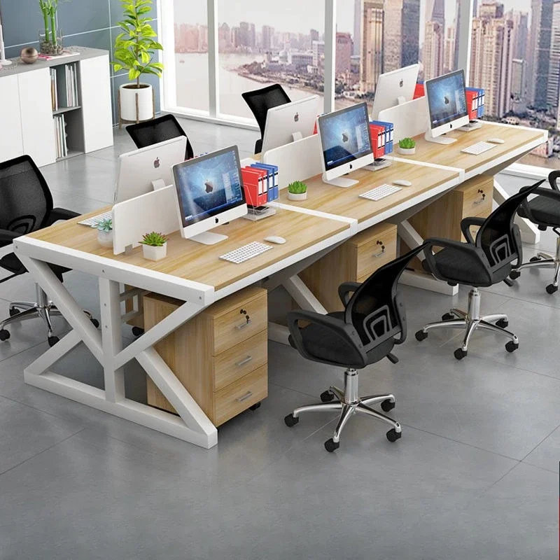 Staff Desk Staff Computer Desk and Chair Simple Modern Office Furniture 2/6 Quad 4 Screen